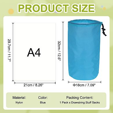 1 Pack Stuff Sack, Nylon Waterproof Storage Sacks Portable Drawstring Dry Stuff Bag with Toggle