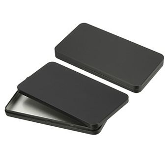 2 pc Small Cash Box, Money Holder Metal Tin Box Cash Tray Organizer Case for Ticket Credit Card