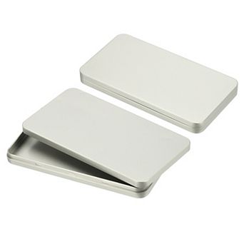 2 pc Small Cash Box, Money Holder Metal Tin Box Cash Tray Organizer Case for Ticket Credit Card
