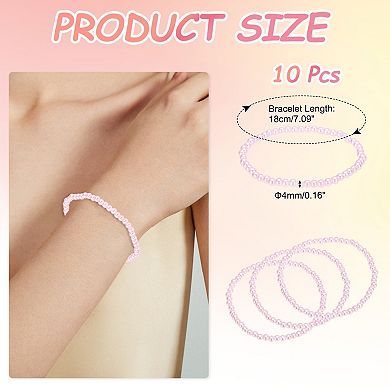 10 Pcs Pearl Bracelets for Women, Stackable Faux Pearl Beads Stretch Bracelet