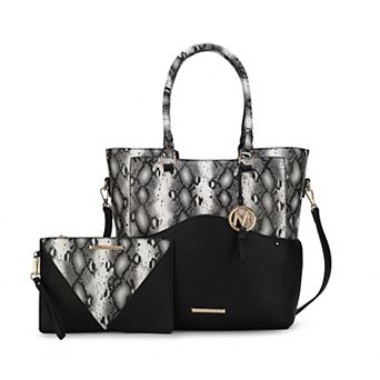 MKF Collection Iris Snake Embossed Tote Bag & Wristlet Pouch Set