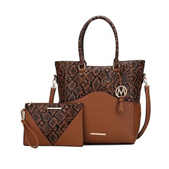 MKF Collection Iris Snake Embossed Tote Bag & Wristlet Pouch Set