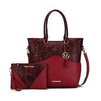 MKF Collection Iris Snake Embossed Tote Bag & Wristlet Pouch Set
