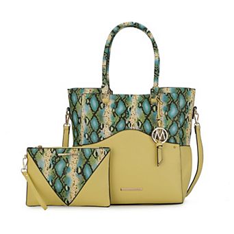 MKF Collection Iris Snake Embossed Tote Bag & Wristlet Pouch Set