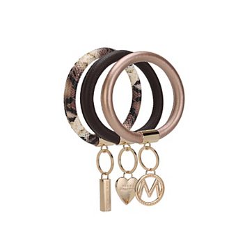 MKF Collection 3 pc Jasmine Bangle Wristlet Keychain Set