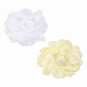 2 pc Large Fabric Flower Brooches Pins, Rose Dainty Satin Camellia Lapel Pins for Women Suit Dress