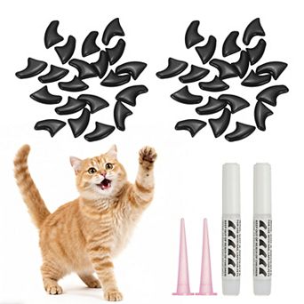40 pc Cat Nail Caps, Cat Claw Covers with Adhesive Glue and Applicators, Kitten Claw Caps Soft Paws