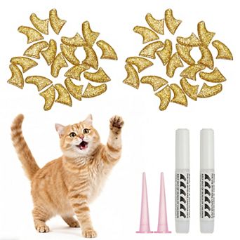 40 pc Cat Nail Caps, Cat Claw Covers with Adhesive Glue and Applicators, Kitten Claw Caps Soft Paws