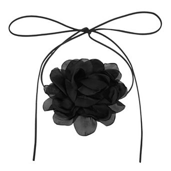 1 pc Flower Chokers Necklace for Women, Large Velvet Floral Chokers Adjustable Long Wrap