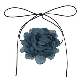1 pc Flower Chokers Necklace for Women, Large Velvet Floral Chokers Adjustable Long Wrap