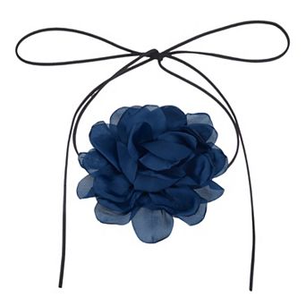 1 pc Flower Chokers Necklace for Women, Large Velvet Floral Chokers Adjustable Long Wrap