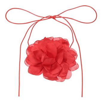 1 pc Flower Chokers Necklace for Women, Large Velvet Floral Chokers Adjustable Long Wrap