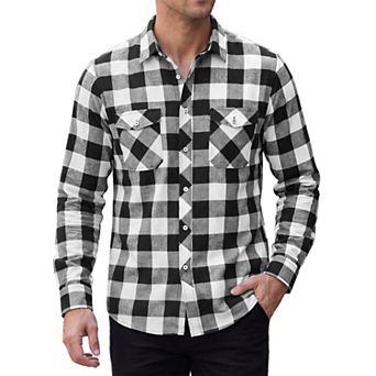 Men's Flannel Shirts Long Sleeve Button Down Casual Plaid Work Shirt with Pocket