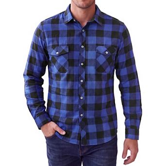 Men's Flannel Shirts Long Sleeve Button Down Casual Plaid Work Shirt with Pocket