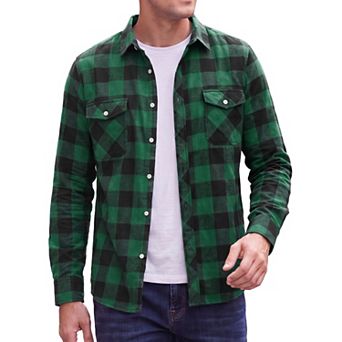 Men's Flannel Shirts Long Sleeve Button Down Casual Plaid Work Shirt with Pocket