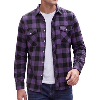 Men's Flannel Shirts Long Sleeve Button Down Casual Plaid Work Shirt with Pocket