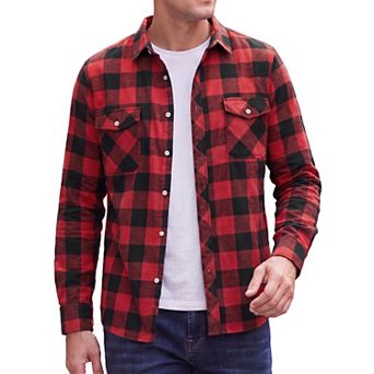 Men's Flannel Shirts Long Sleeve Button Down Casual Plaid Work Shirt with Pocket