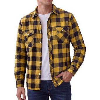 Men's Flannel Shirts Long Sleeve Button Down Casual Plaid Work Shirt with Pocket