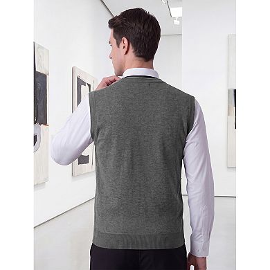 Men's Classic Sleeveless Pullover V-Neck Argyle Knit Sweater Vest