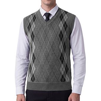 Men's Classic Sleeveless Pullover V-Neck Argyle Knit Sweater Vest
