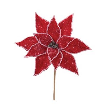Melrose Glittered Poinsettia Flower Stem Set of 2