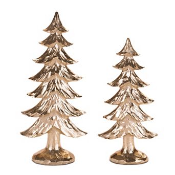 Melrose Metallic Pine Tree Table Decor Set of 2