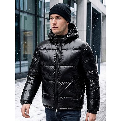 Men's Winter Adjustable Hooded Zipper Windproof Quilted Puffer Jacket