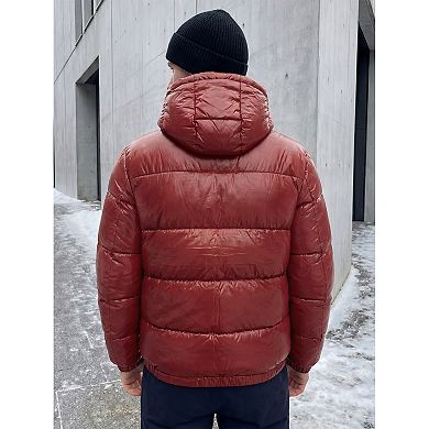 Men's Winter Adjustable Hooded Zipper Windproof Quilted Puffer Jacket