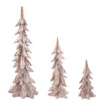 Melrose Carved Pine Tree Table Decor Set of 3