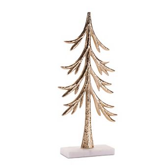 Melrose Modern Metal Trees on Marble Base Set of 2 Table Decor