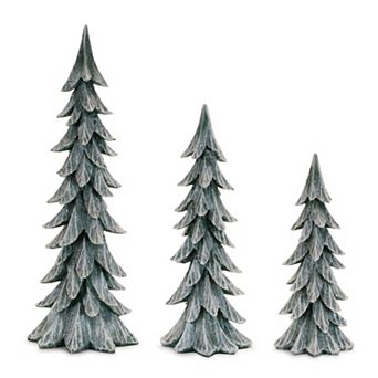 Melrose Glittered Pine Tree Set of 3 Table Decor