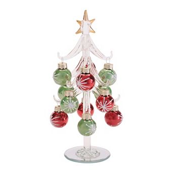 Melrose Glass Tree with Mini Ornaments 7.75-inch Table Decor