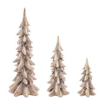 Melrose Metallic Pine Tree with Pinecones Table Decor Set of 3