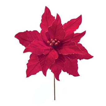 Melrose Glittered Artificial Poinsettia Flower Stem Set of 2