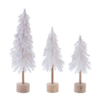 Melrose Flocked Pine Tree Table Decor Set of 3