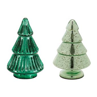 Melrose Mercury Glass Christmas Tree Table Decor Set of 2