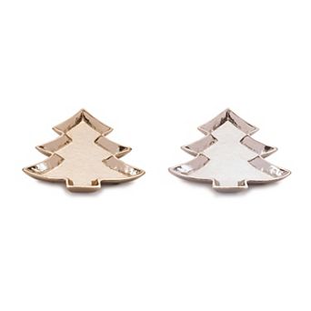 Melrose Metal Pine Tree Trinket Tray Set of 2