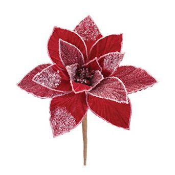 Melrose Beaded Poinsettia Flower Stem Set of 2