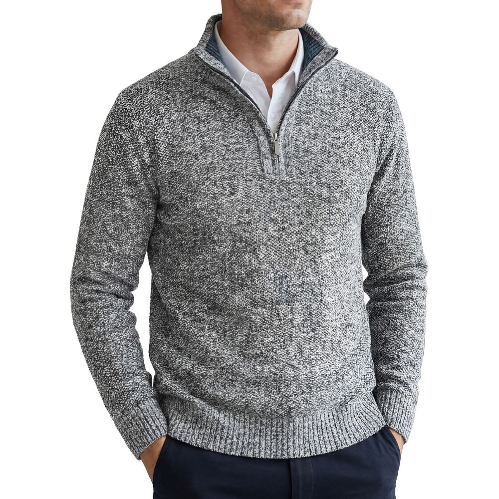 Men's Quarter-Zip Pullover Casual Mock Neck Long Sleeve Fleece