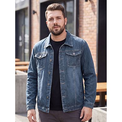 Men's Denim Jacket Lightweight Casual Vintage Button Down Spring Fall Trucker Jean Coat