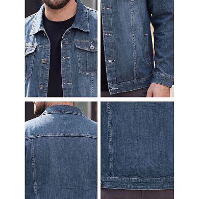 Men's Denim Jacket Lightweight Casual Vintage Button Down Spring Fall Trucker Jean Coat