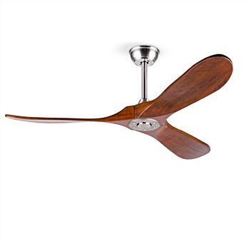 Loheer 52 Inch Solid Wood Ceiling Fan, No Light, 3 Blade, Outdoor Patio Remote Control