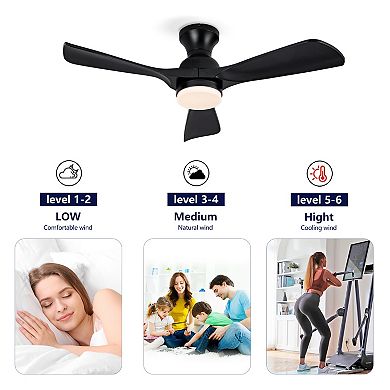 Loheer 42-Inch Flush Mount Ceiling Fan, with Lights & Remote Control, for Bedroom, Patio