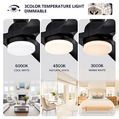 Loheer 42-Inch Flush Mount Ceiling Fan, with Lights & Remote Control, for Bedroom, Patio