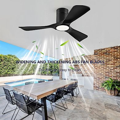 Loheer 42 Inch Flush Mount Ceiling Fan with Lights - Quiet DC Motor Remote Control, for Bedroom