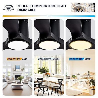 Loheer 42 Inch Flush Mount Ceiling Fan with Lights - Quiet DC Motor Remote Control, for Bedroom