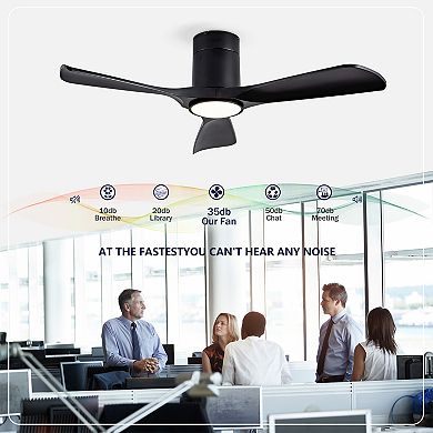 Loheer 42 Inch Flush Mount Ceiling Fan with Lights - Quiet DC Motor Remote Control, for Bedroom