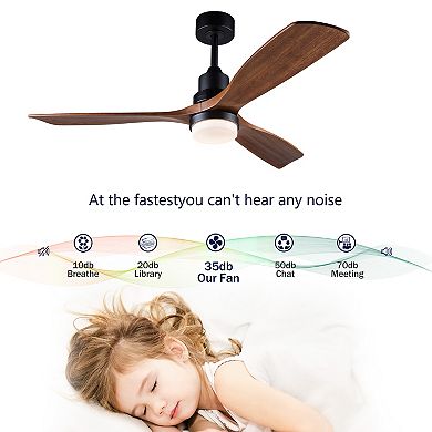 Loheer 52 Inch Modern Ceiling Fan, with Dimmable LED Light & Remote Control, for Living Room