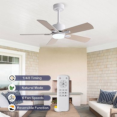 Loheer 42 Inch Low Profile Modern Ceiling Fan, with Dimmable LED Light and Remote, for Bedroom