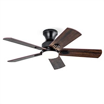 Loheer 42 Inch Low Profile Ceiling Fan, with Light and Remote, Dimmable Flush Mount, for Bedroom
